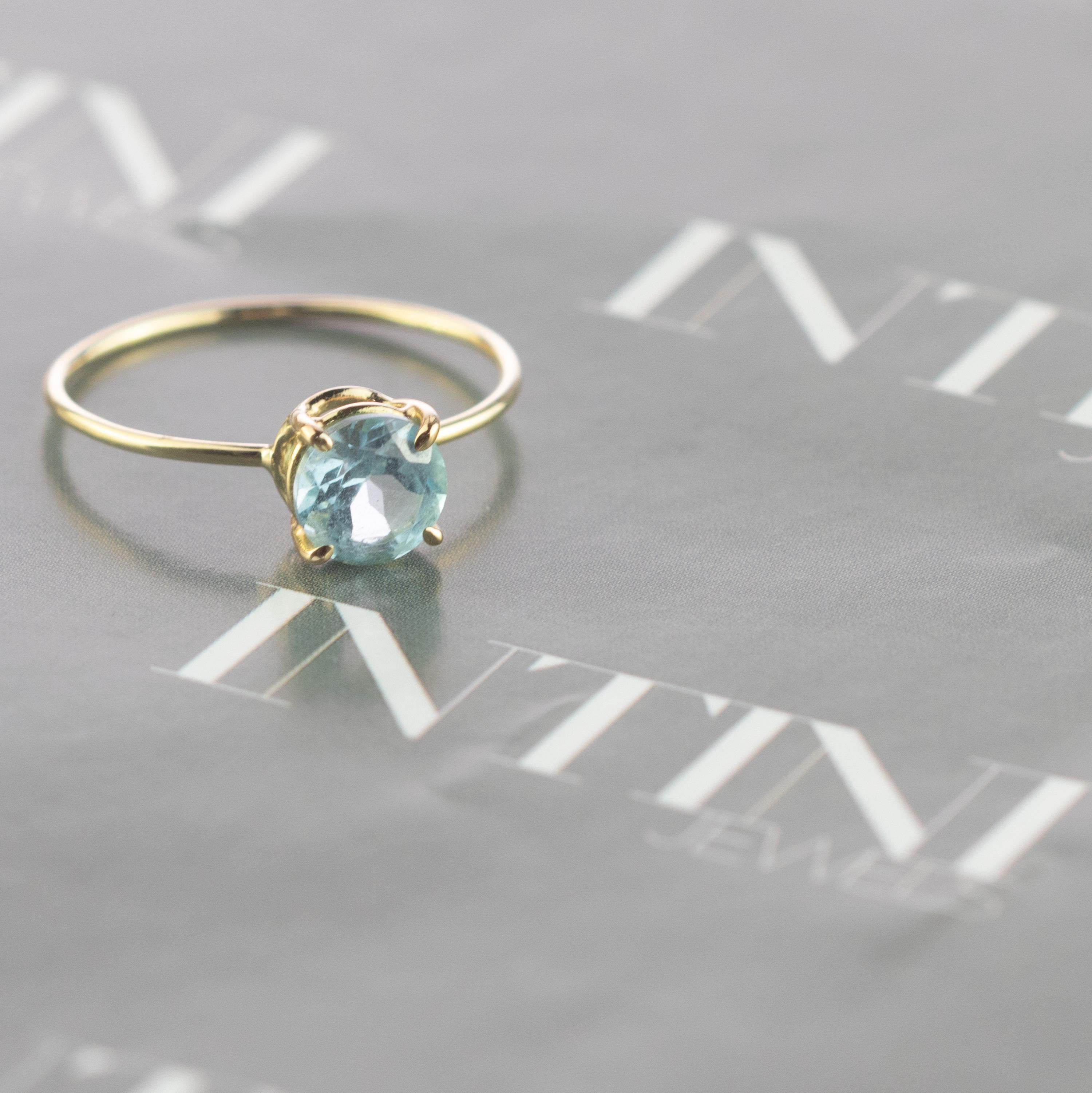 Moderne Intini Jewels Bague cocktail moderne faite main en or jaune 18 carats avec topaze ronde, faite à la main en vente