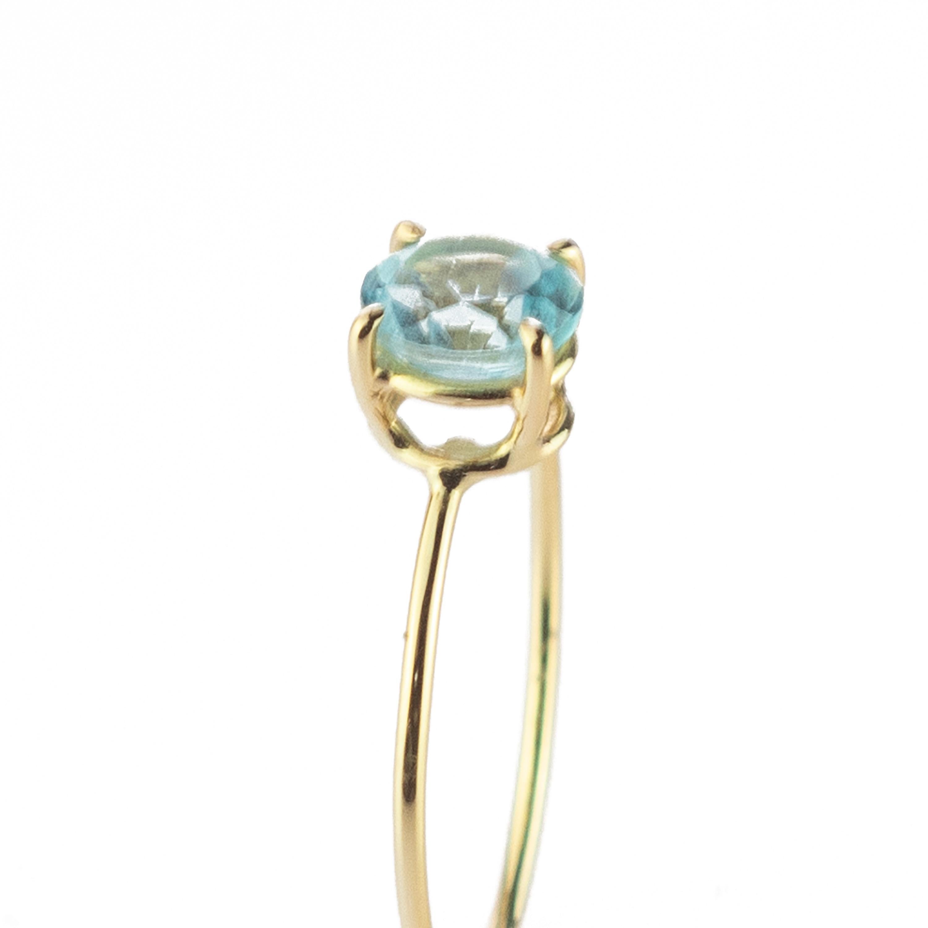 Taille ronde Intini Jewels Bague cocktail moderne faite main en or jaune 18 carats avec topaze ronde, faite à la main en vente