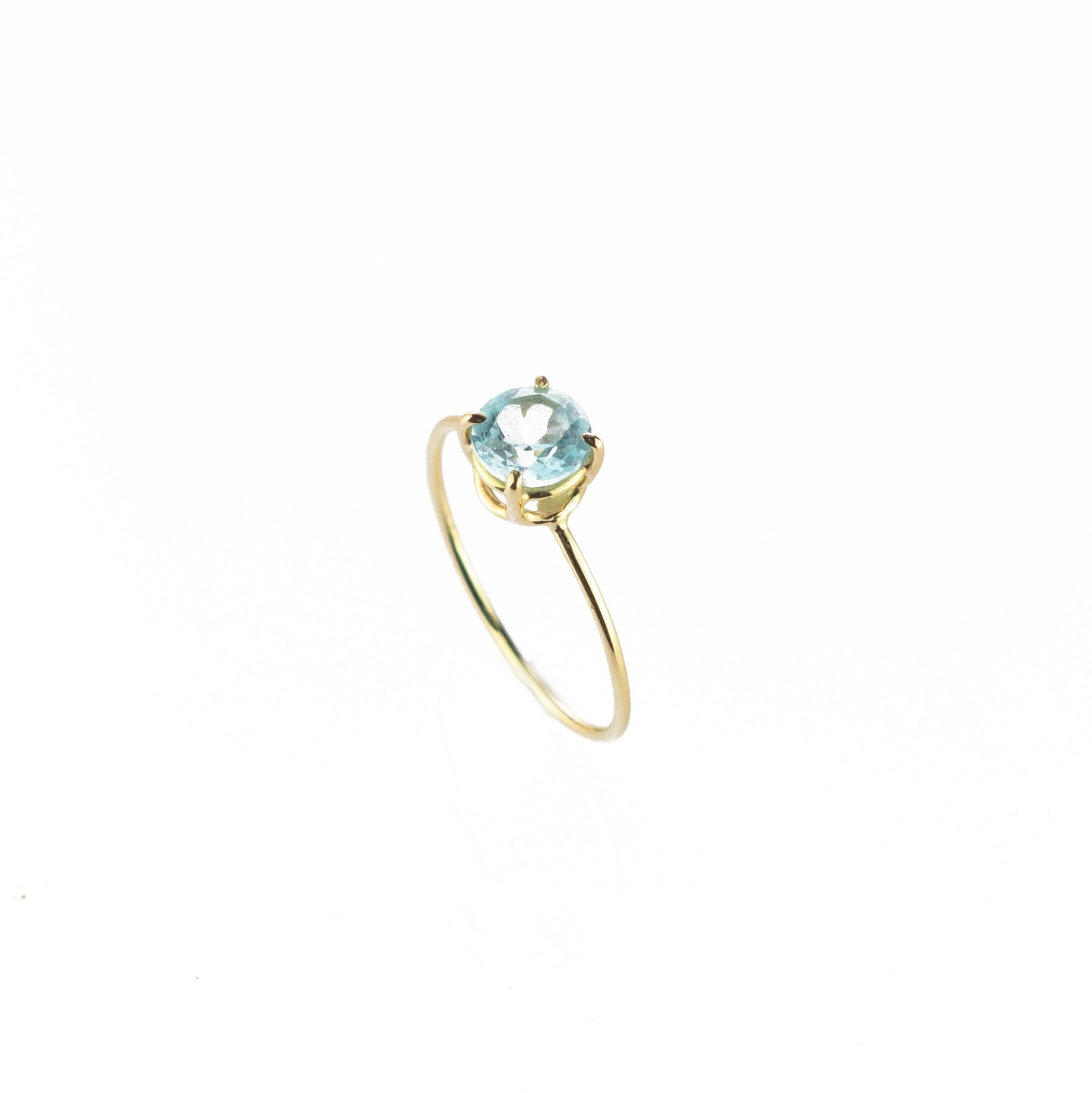 Intini Jewels Bague cocktail moderne faite main en or jaune 18 carats avec topaze ronde, faite à la main Unisexe en vente
