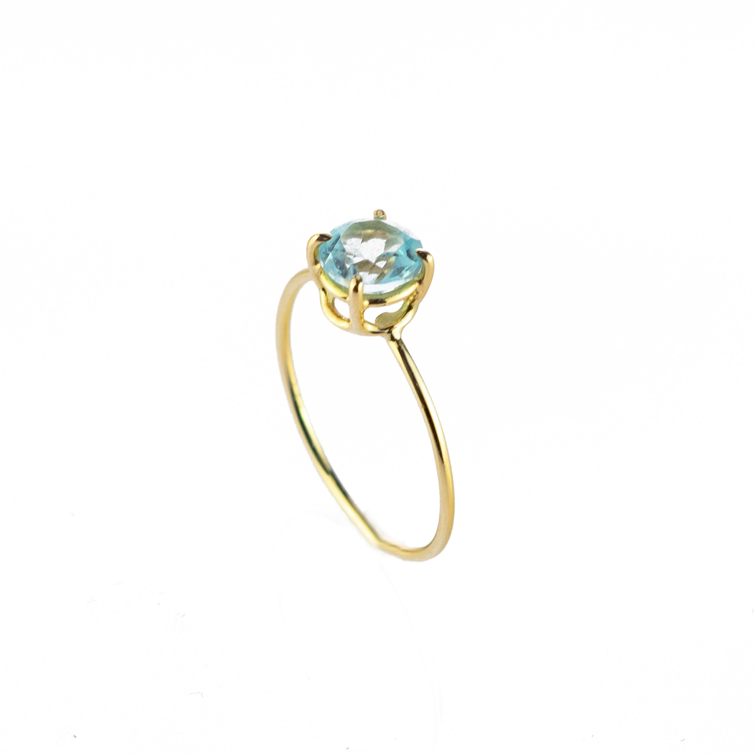 Intini Jewels Bague cocktail moderne faite main en or jaune 18 carats avec topaze ronde, faite à la main en vente 1