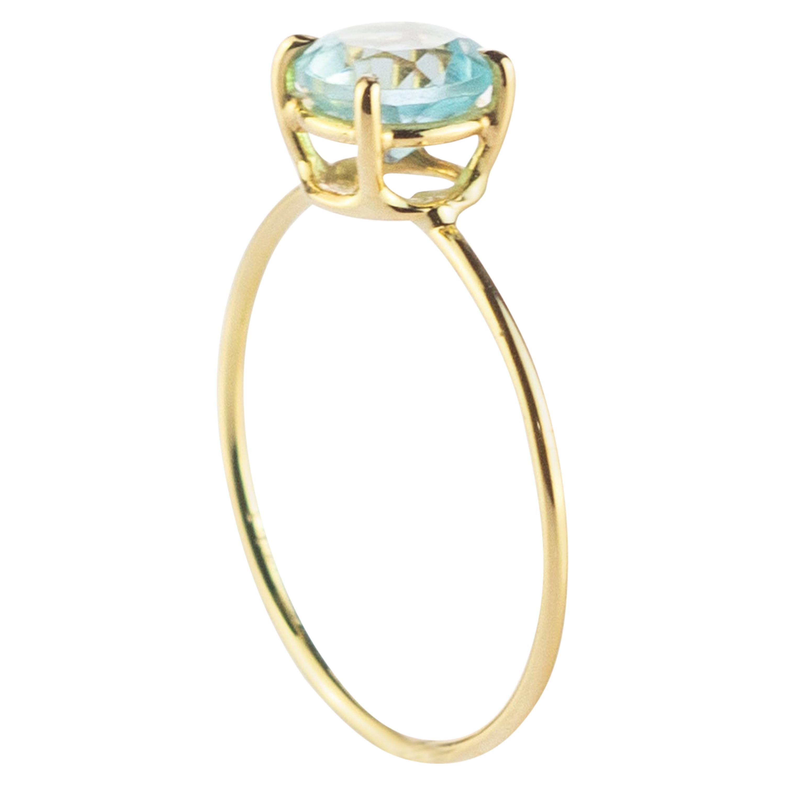 Intini Jewels Bague cocktail moderne faite main en or jaune 18 carats avec topaze ronde, faite à la main