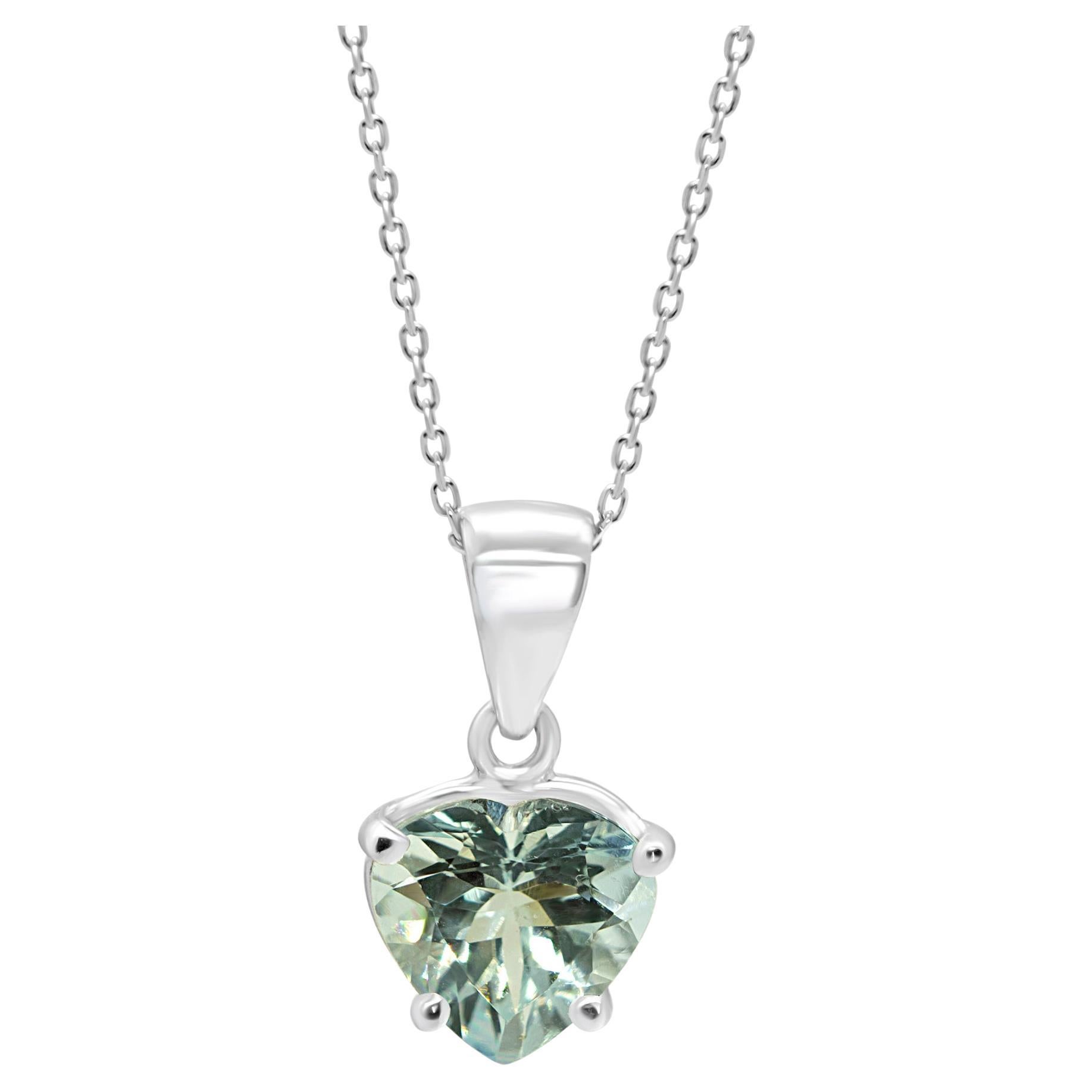 Intini Jewels 1.98 Carats Aquamarine Heart 18 Karat White Gold Pendant