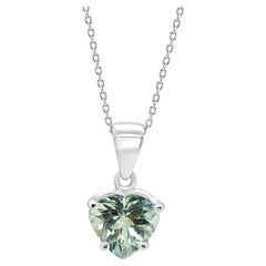 Intini Jewels 1.98 Carats Aquamarine Heart 18 Karat White Gold Pendant Necklace