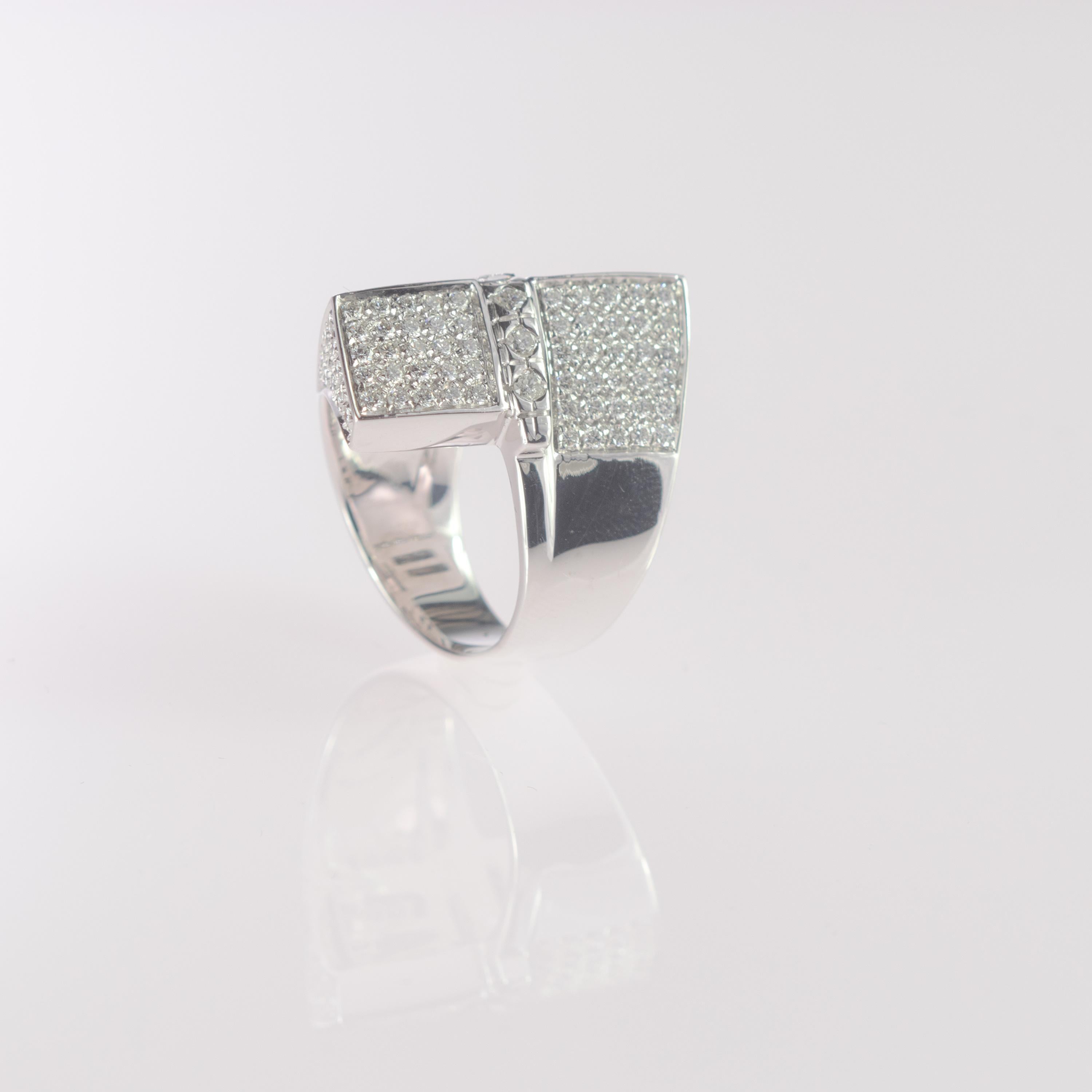 Intini Jewels 2,17 Pave di diamanti in oro bianco 18 carati - Anello geometrico da cocktail In condizioni Nuovo in vendita a Milano, IT