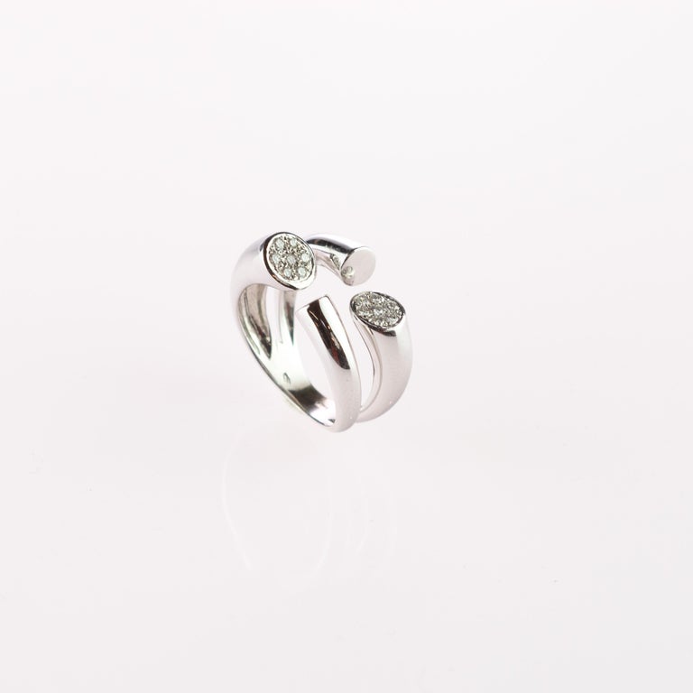 Intini Jewels 4 Open Tube Set Diamond 18 Karat White Gold Cluster Handmade  Ring For Sale at 1stDibs