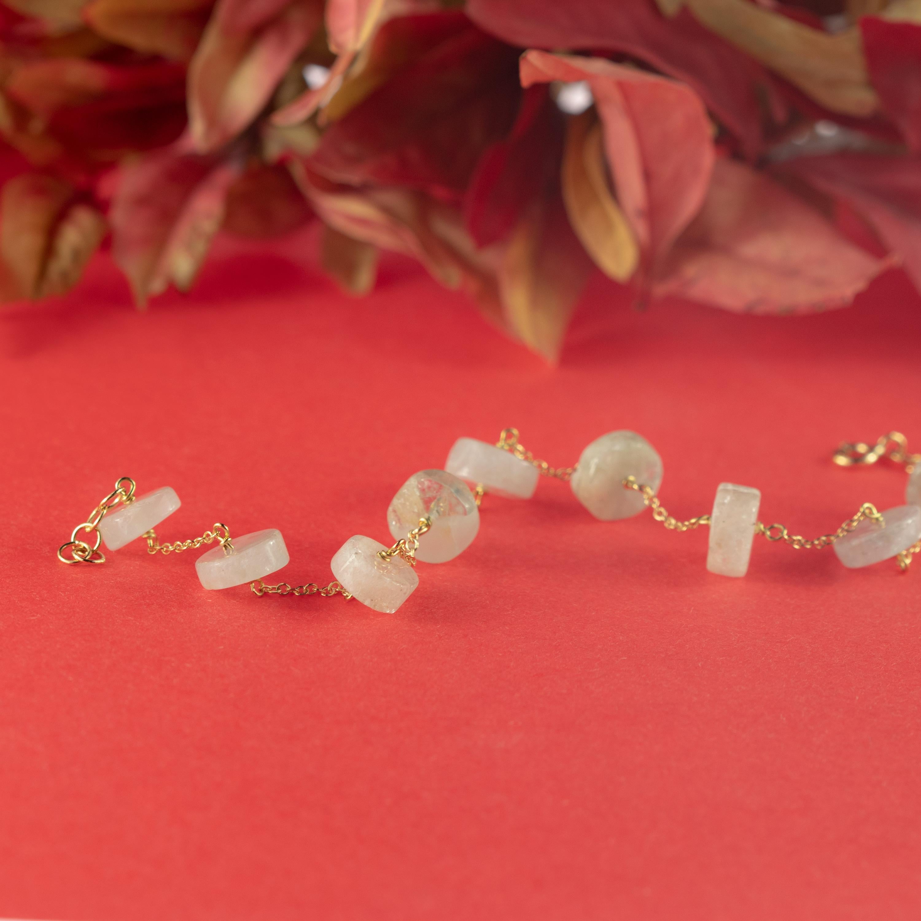 De las mujeres Intini Jewels Cadena de oro de 9 quilates Aguamarina Rondelles Pulsera tobillera hecha a mano en venta