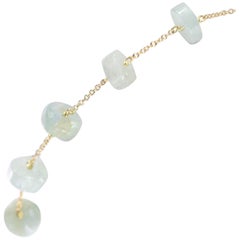 Intini Jewels 9 Karat Gold Chain Aquamarine Rondelles Handmade Anklet Bracelet
