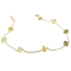 Intini Jewels 9 Karat Gold Chain Green Tourmaline Rondelles Handmade Bracelet