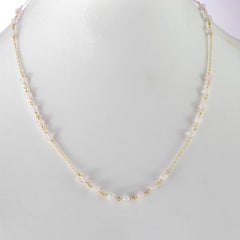 Intini Jewels 9 Karat Gold Chain Pink Quartz Sphere Necklace Anklet Bracelet Set