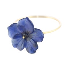 Intini Jewels 9 Karat Gold Lapis Lazuli Flower Spring Italian Handmade Ring