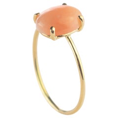 Intini Jewels 9 Karat Gold Oval 2 Carat Pink Coral Cocktail Handmade Ring