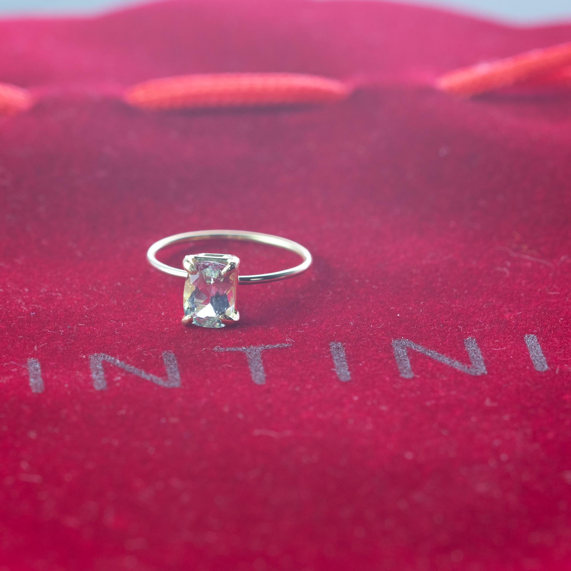 Intini Jewels Bague cocktail chic en or jaune 9 carats et aigue-marine, faite à la main en vente 1