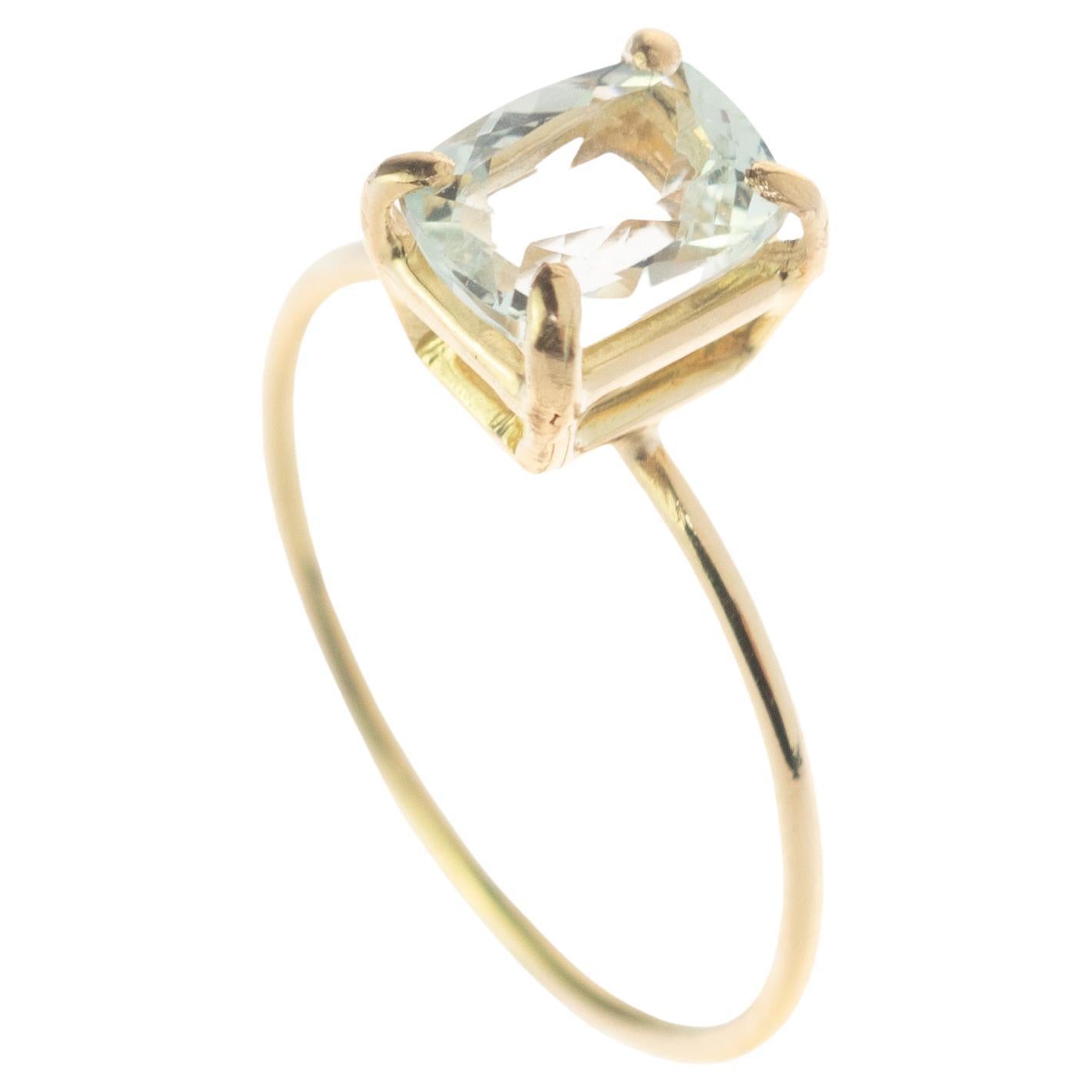 Intini Jewels Bague cocktail chic en or jaune 9 carats et aigue-marine, faite à la main