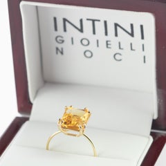 Intini Jewels 9 Karat Yellow Gold Natural Citrine Quartz Cocktail Handmade Ring
