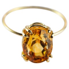 Intini Jewels 9 Karat Yellow Gold Natural Citrine Quartz Cocktail Handmade Ring