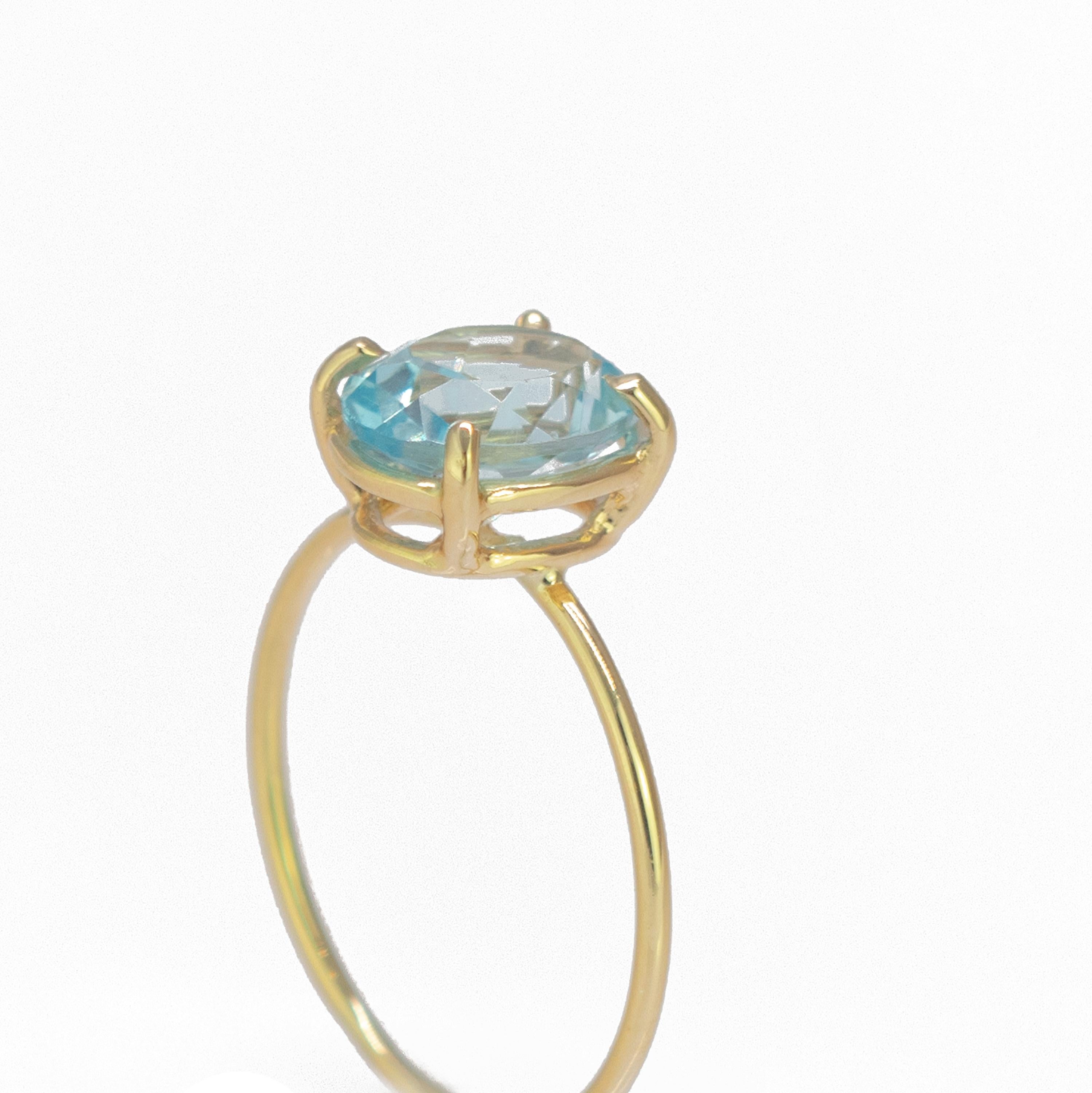 Moderne Intini Jewels Bague cocktail en or jaune 9 carats avec topaze ovale de 2 carats, faite à la main en vente