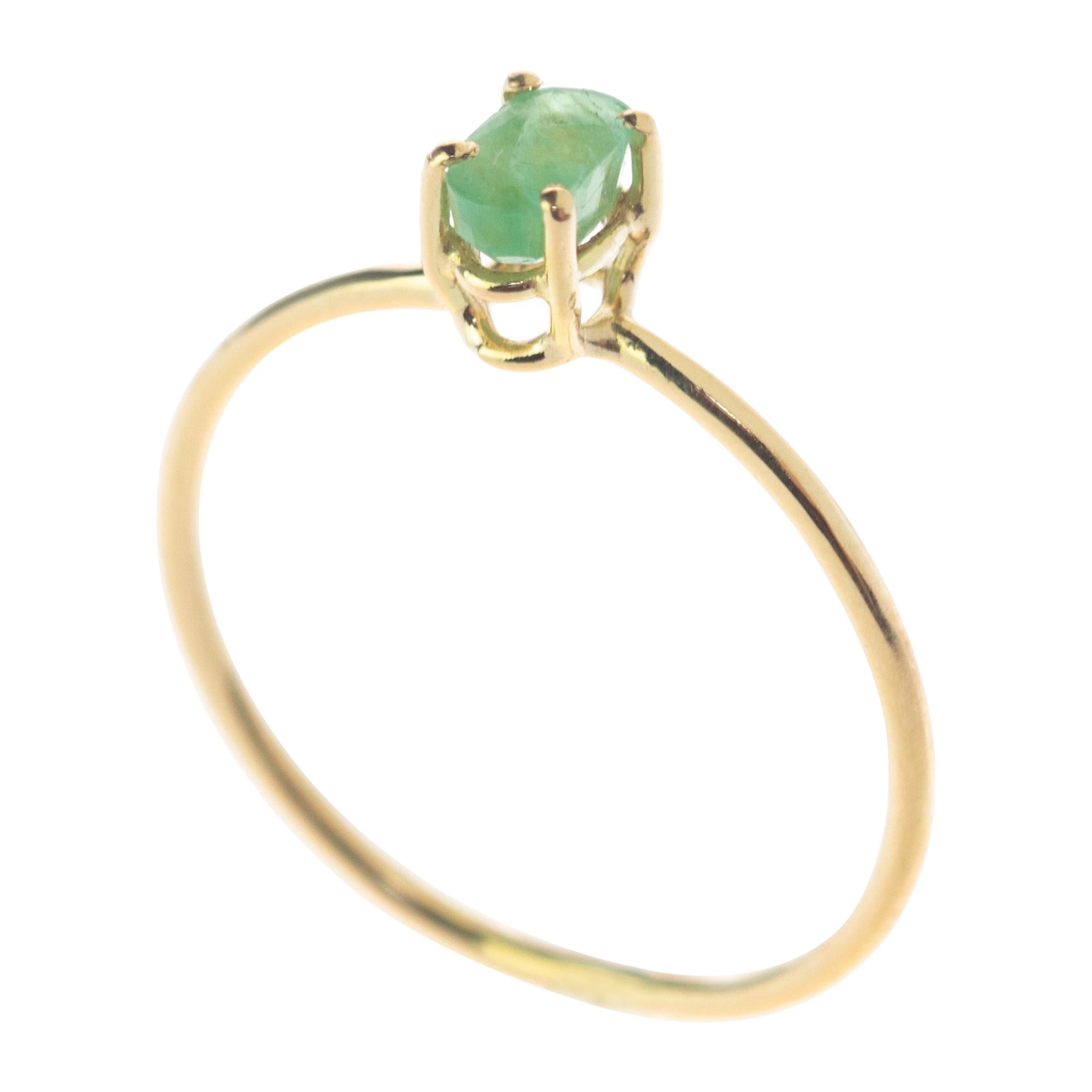 Intini Jewels Bague cocktail chic en or jaune 9 carats avec émeraudes rondes, faite à la main