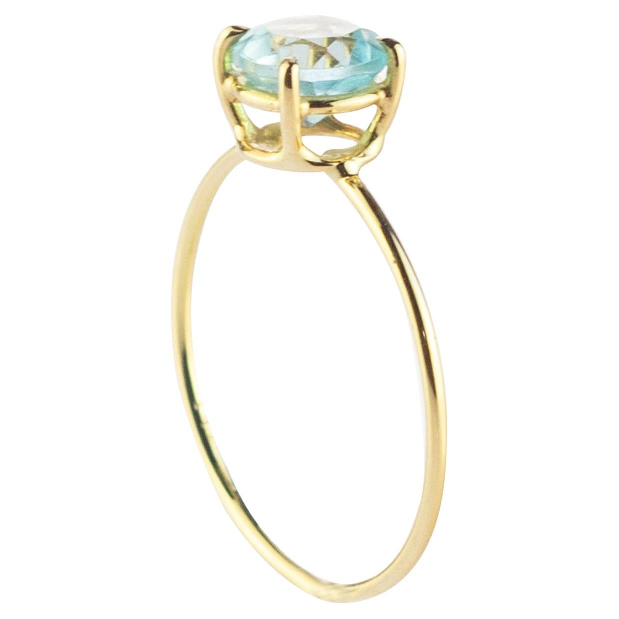 Intini Jewels Bague cocktail moderne faite à la main en or jaune 9 carats avec topaze ronde