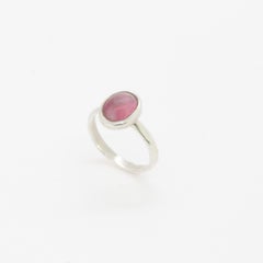 Intini Jewels 925 Sterling Silver Dark Pink Tourmaline Cabochon Oval Chic Ring