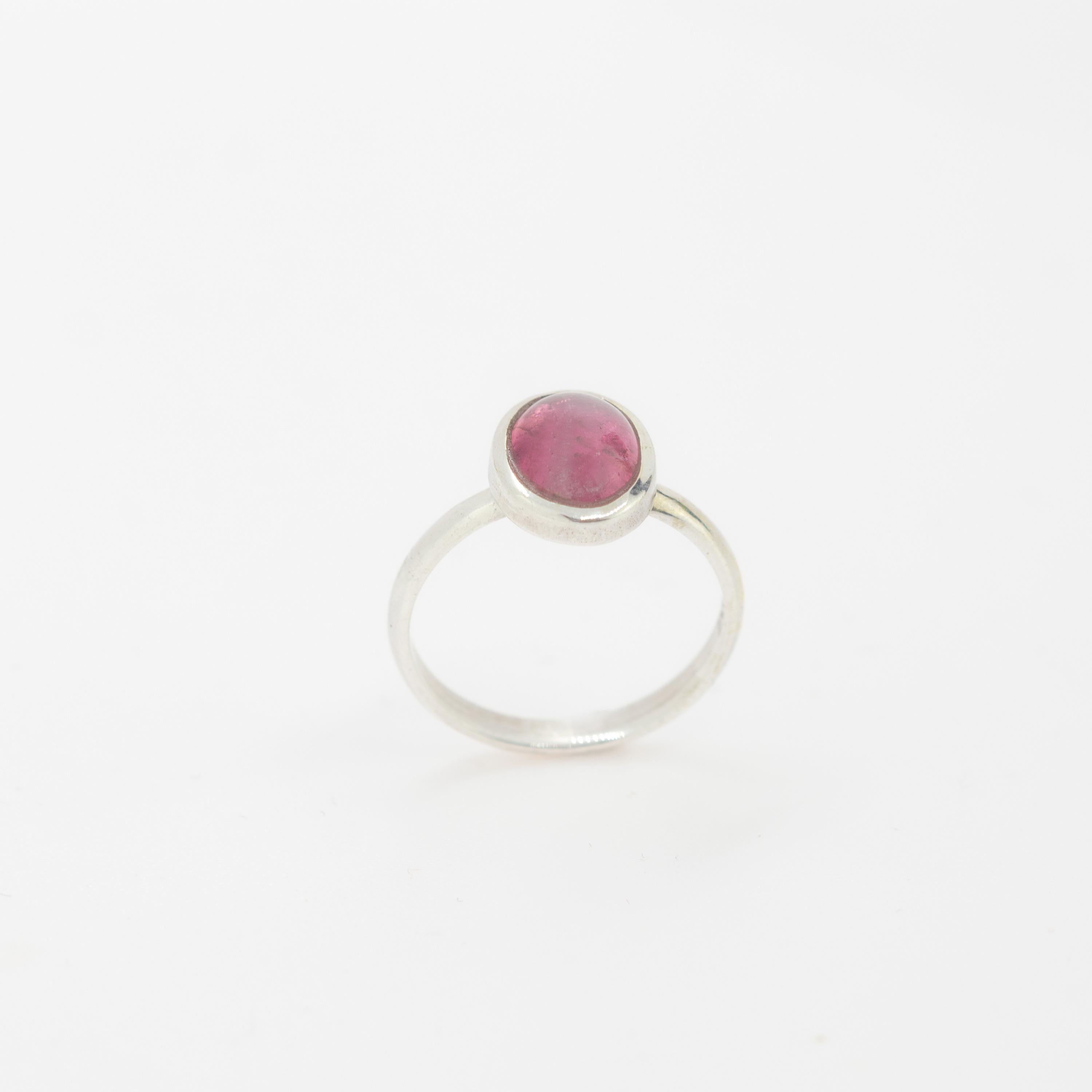pink tourmaline cabochon ring