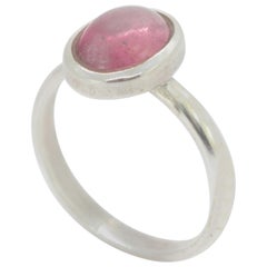 Intini Jewels 925 Sterling Silver Dark Pink Tourmaline Cabochon Oval Chic Ring