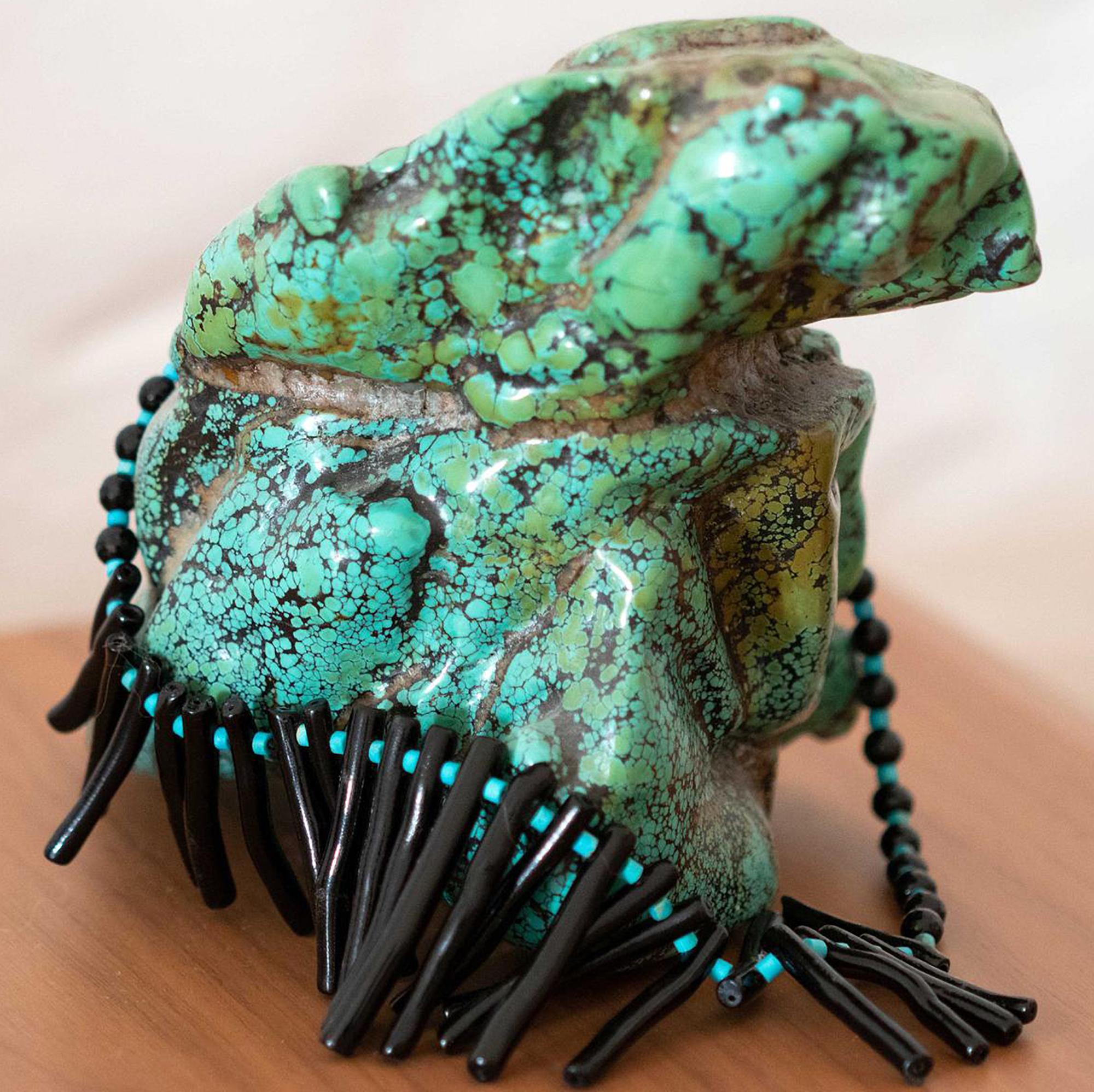 Intini Jewels Collier de perles bohème fait à la main avec branches d'agate et turquoise naturelle en vente 2