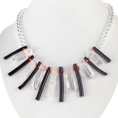 Intini Jewels Collier de perles bohème chic en agate, corail, cristal de roche et pointes, fait à la main