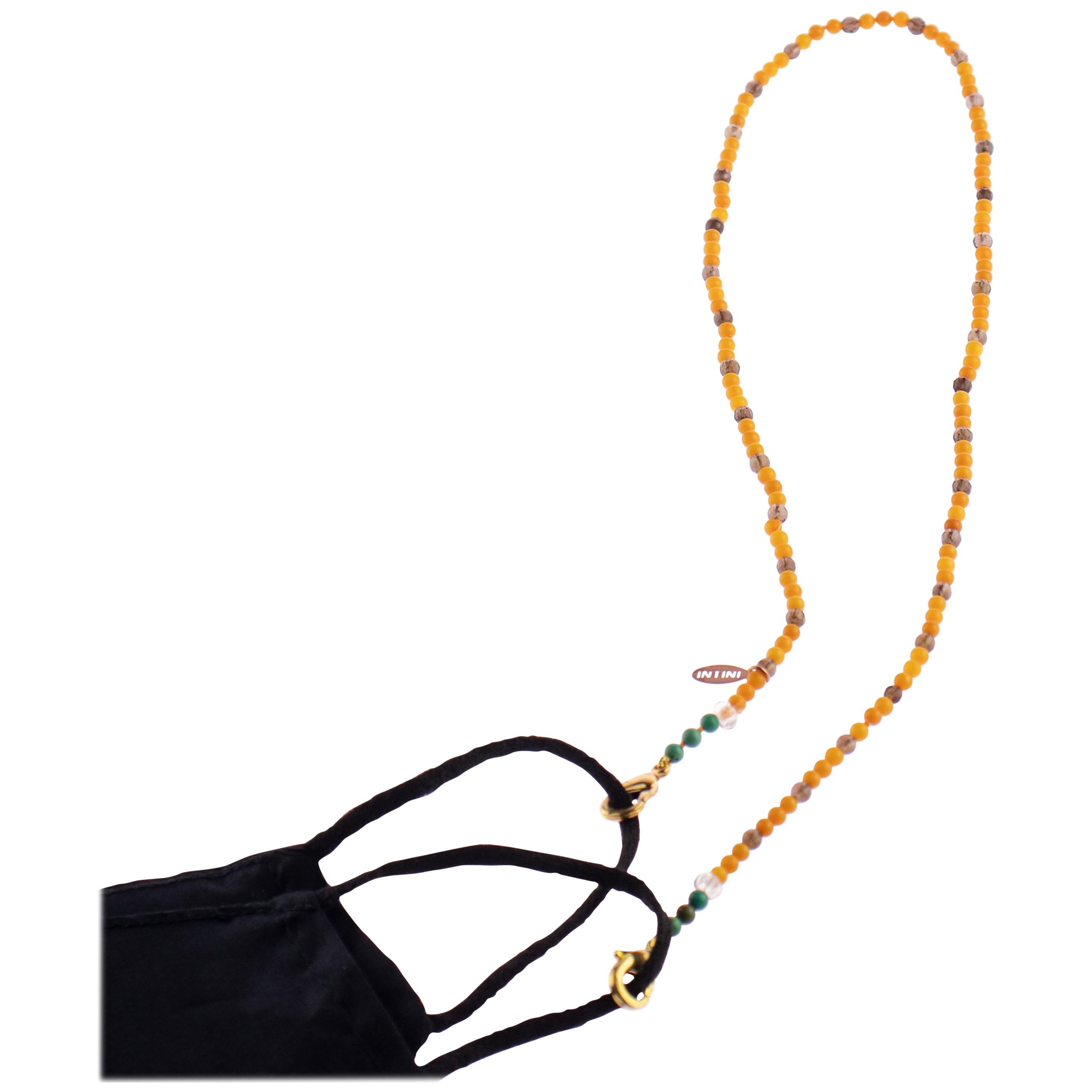 Lapis Lazuli Turquoise Quartz Rock Crystal Bead String Face Mask Holder