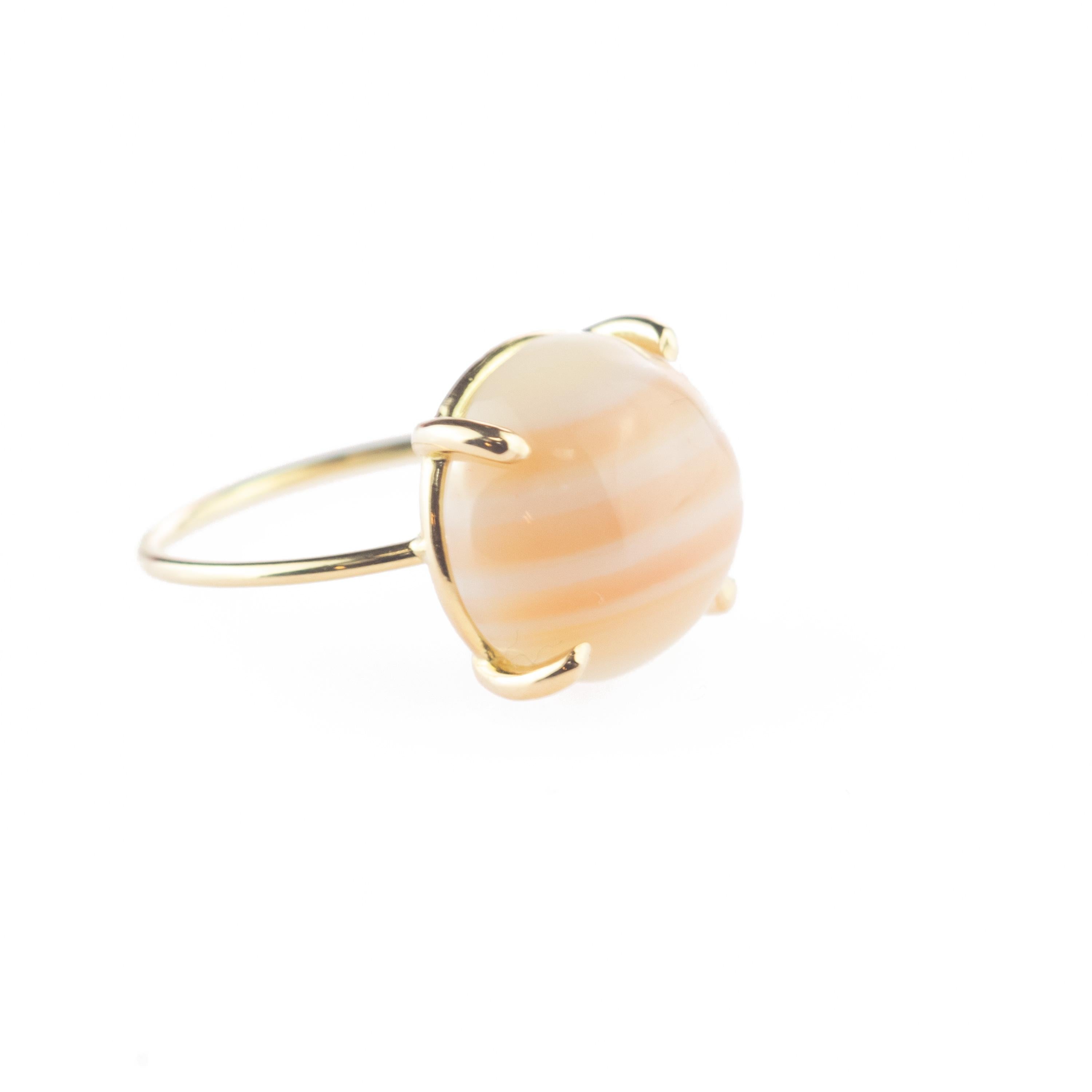 Intini Jewels Agate Nature Brown Or jaune 18 carats Bague de cocktail faite à la main Neuf - En vente à Milano, IT