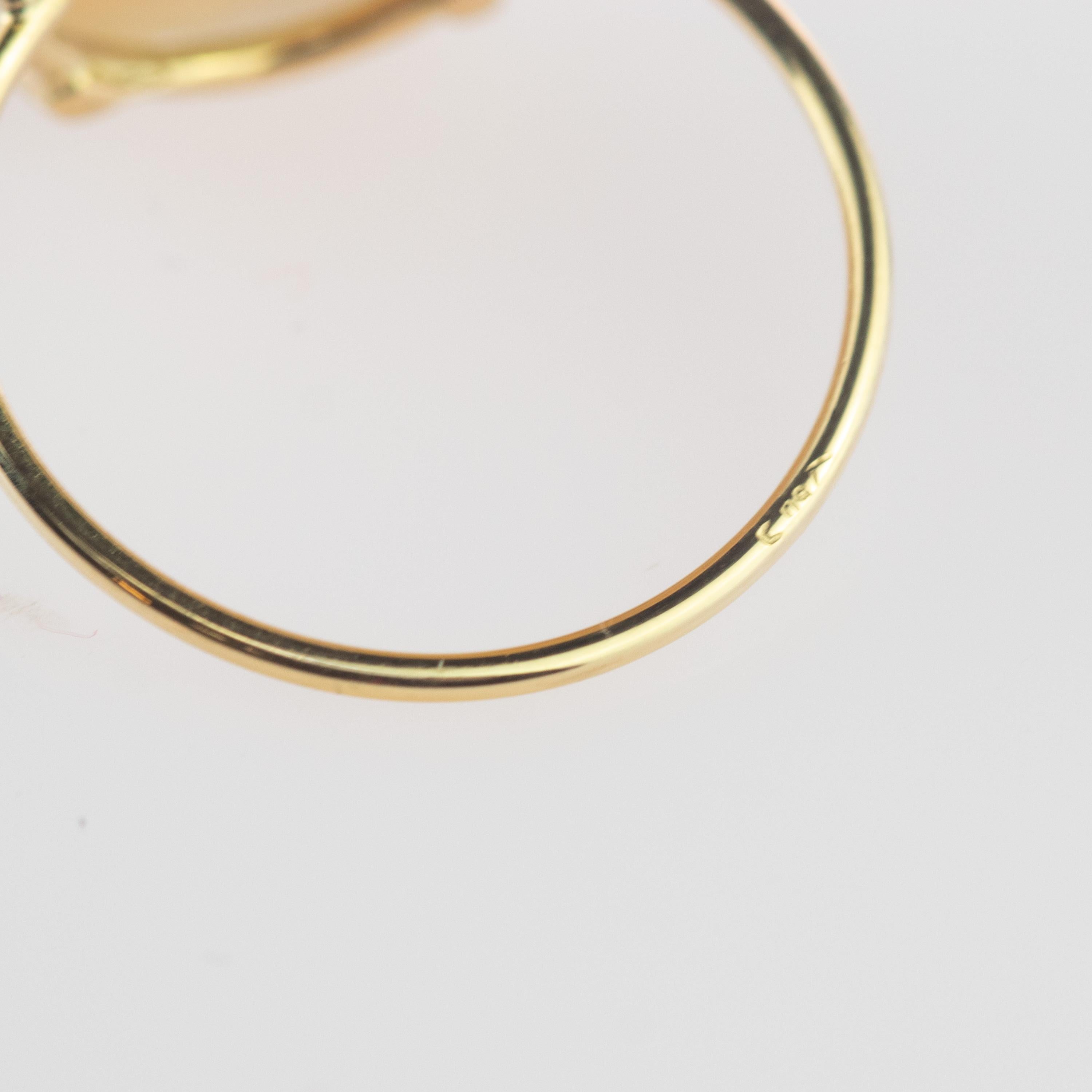 Intini Jewels Agate Nature Brown Or jaune 18 carats Bague de cocktail faite à la main en vente 2