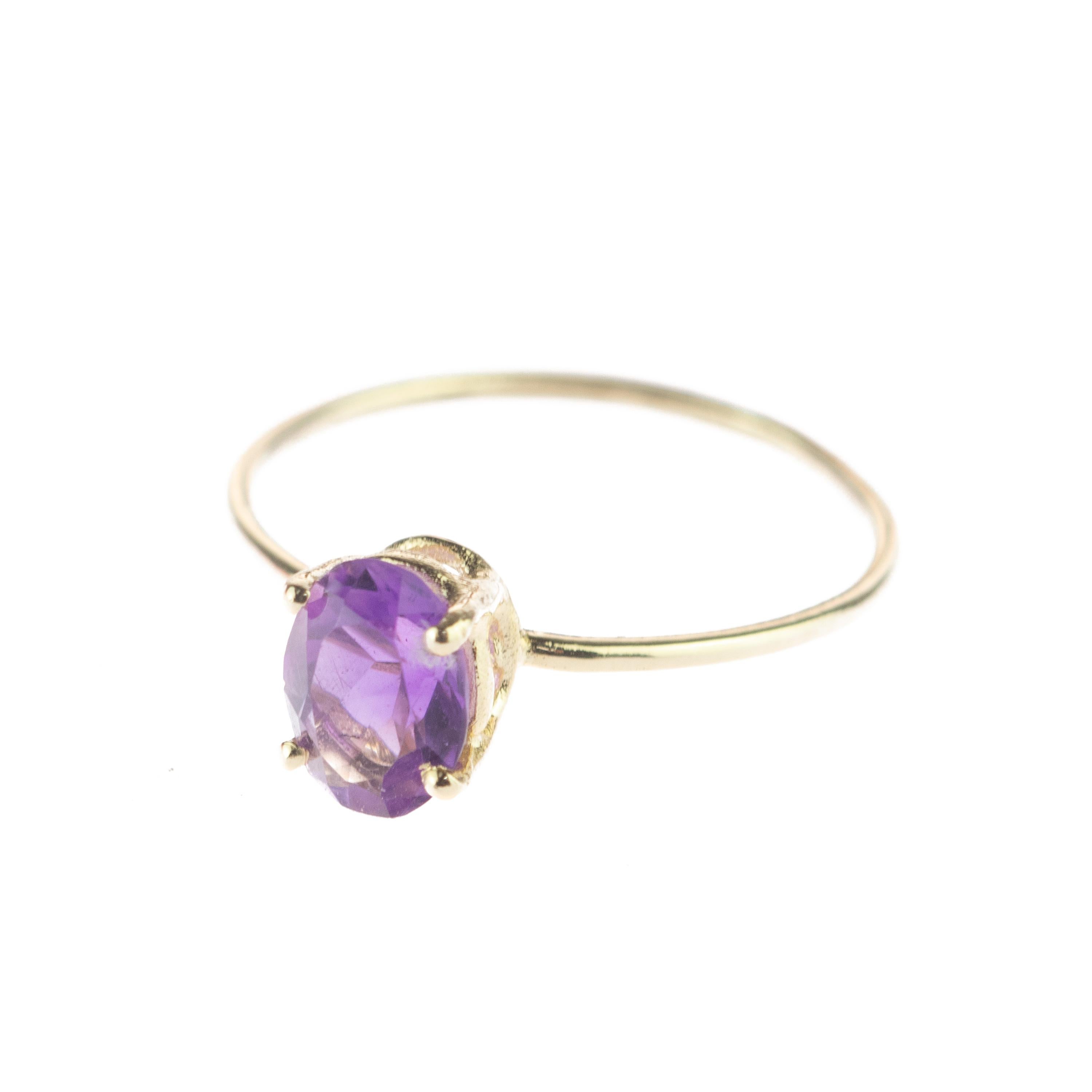 tini Jewels Amethyst Healing 14 Karat Gelbgold Cocktail Chic Handgefertigter Ring im Angebot 4