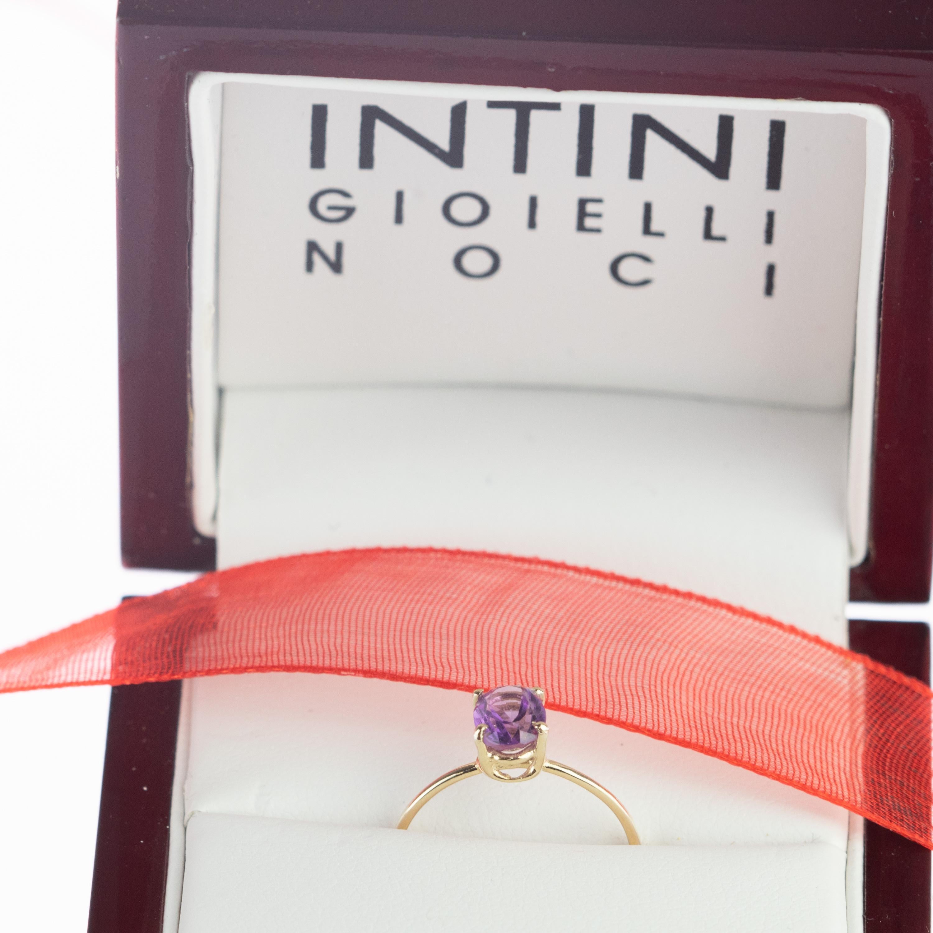 tini Jewels Amethyst Healing 14 Karat Gelbgold Cocktail Chic Handgefertigter Ring (Arts and Crafts) im Angebot