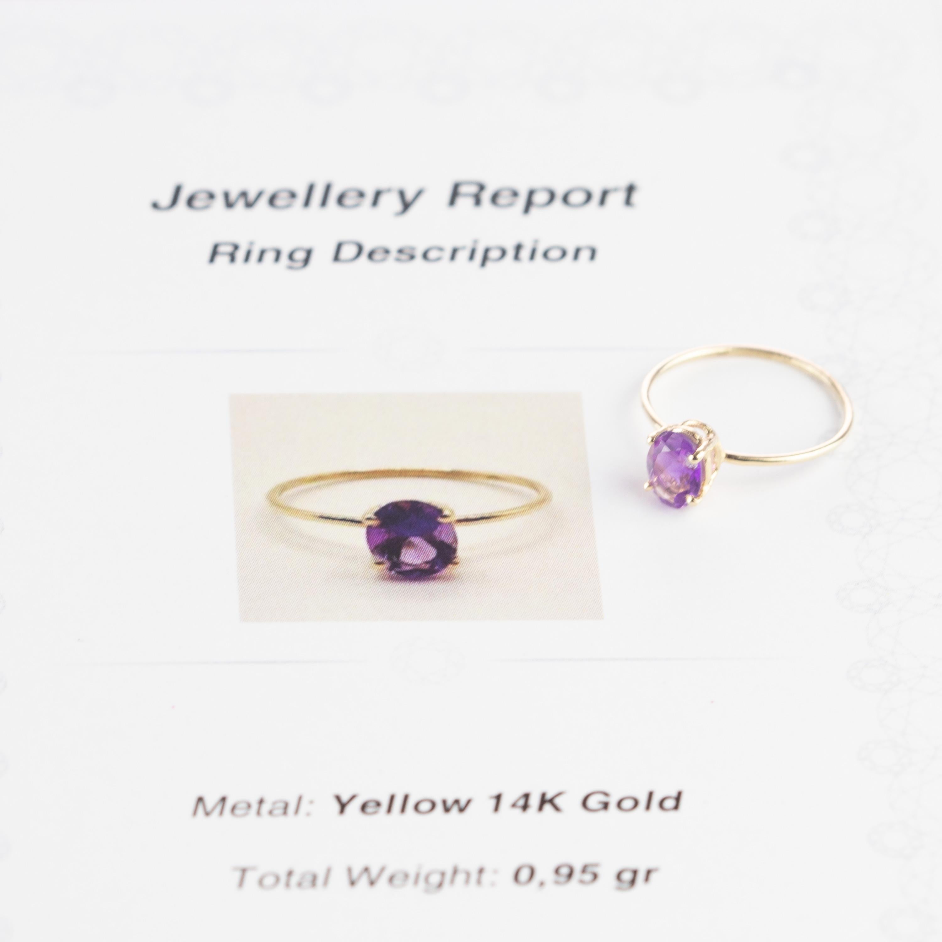 tini Jewels Amethyst Healing 14 Karat Gelbgold Cocktail Chic Handgefertigter Ring Damen im Angebot