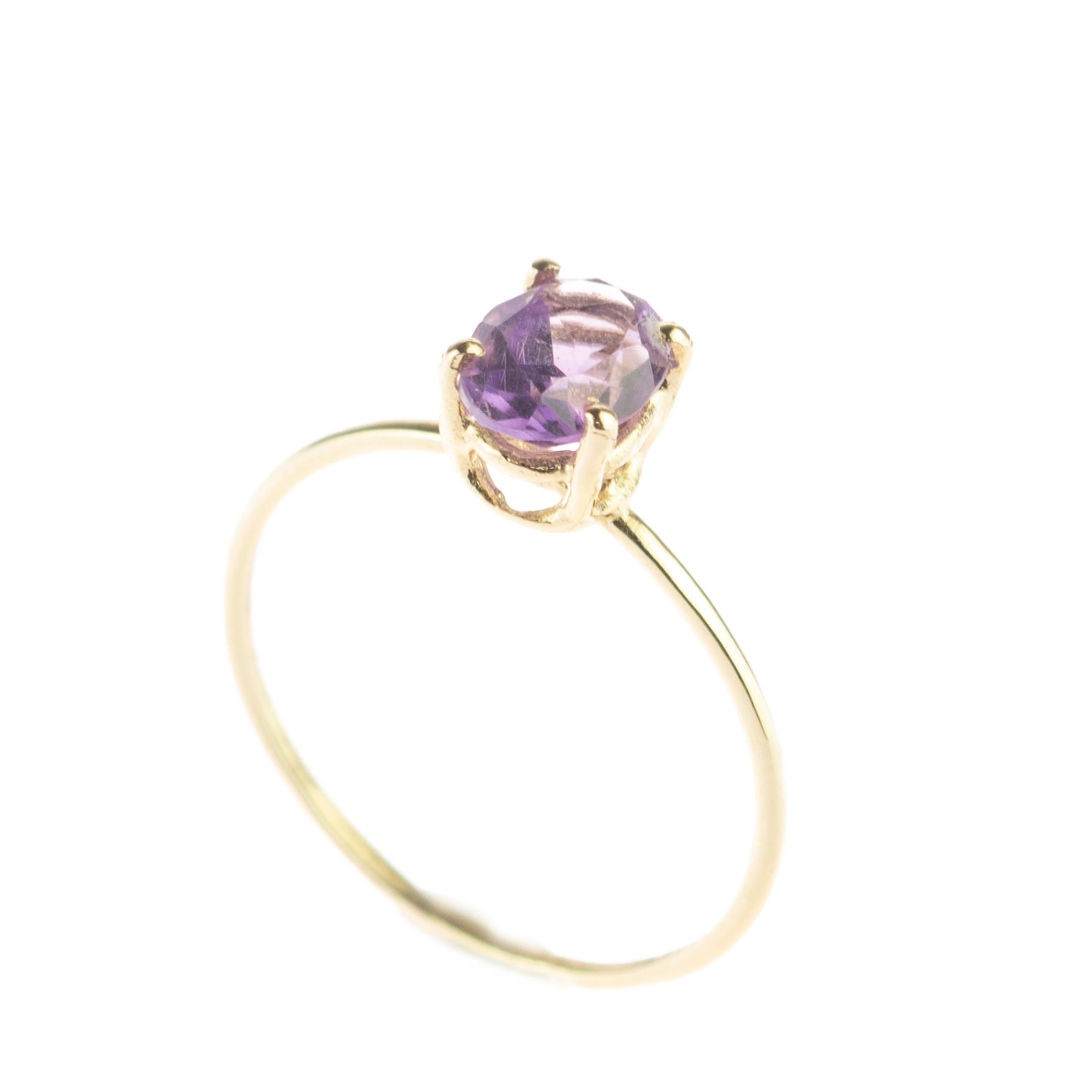 tini Jewels Amethyst Healing 14 Karat Gelbgold Cocktail Chic Handgefertigter Ring im Angebot 2