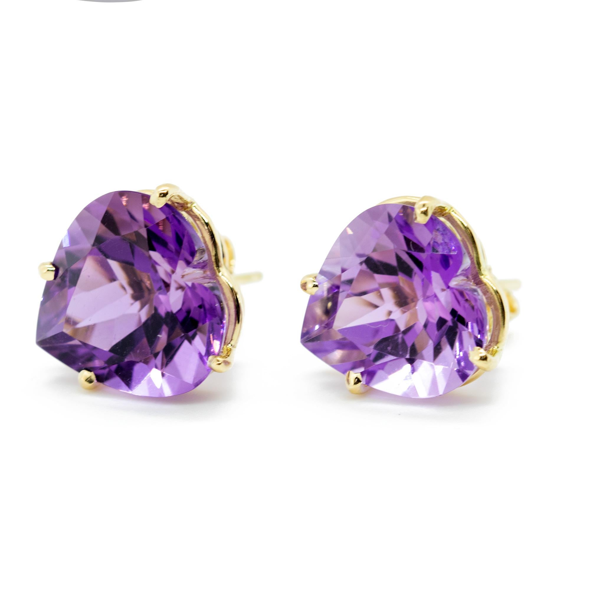Intini Jewels Amethyst Heart 18 Karat White Gold Romantic Love Cocktail Earrings For Sale 2