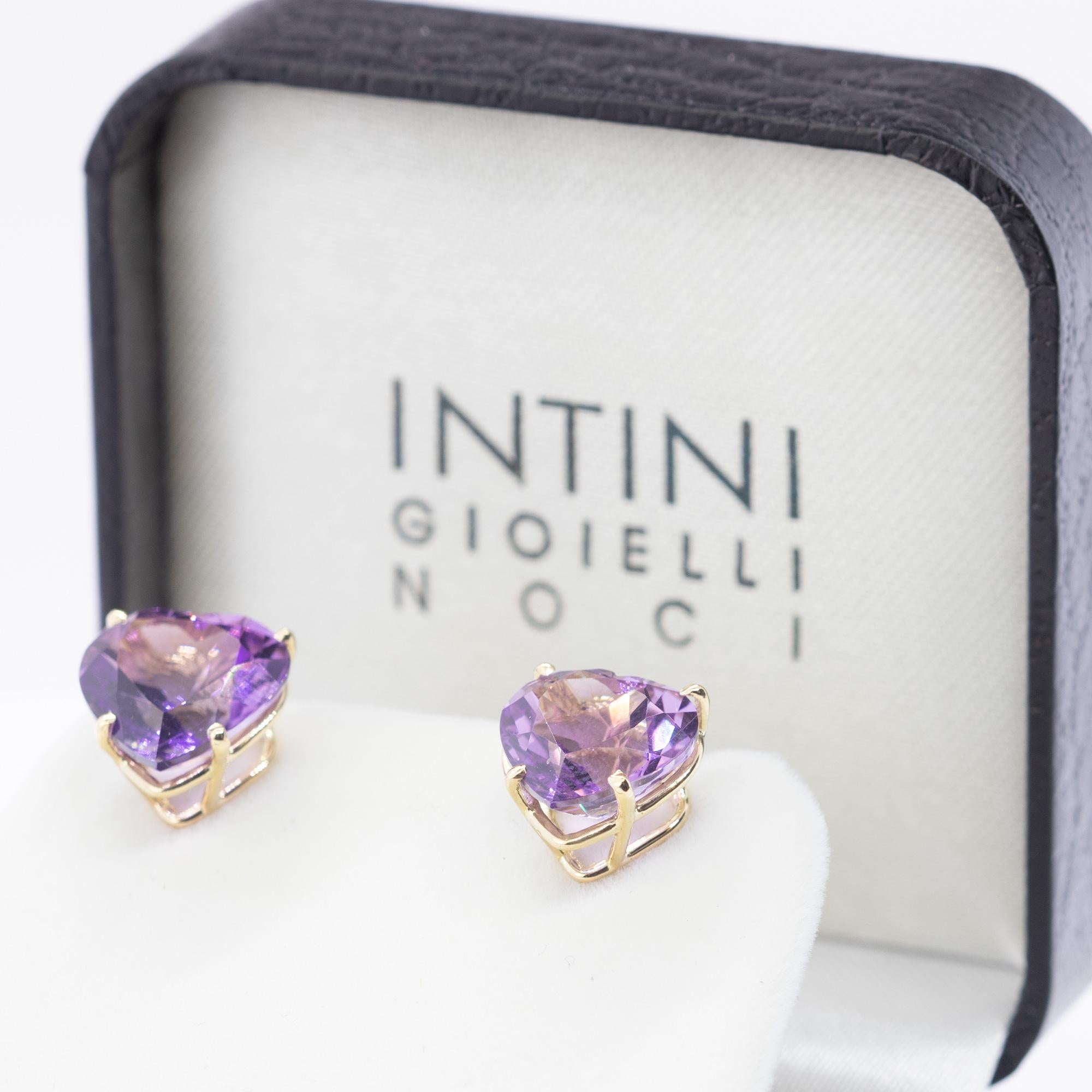 Intini Jewels Amethyst Heart 18 Karat White Gold Romantic Love Cocktail Earrings For Sale 4