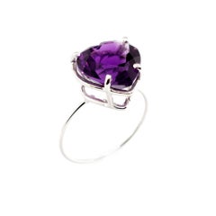 Intini Jewels Amethyst Heart 18 Karat White Gold Valentine's Romantic Love Ring