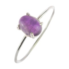 Intini Jewels Amethyst Oval Silver Handmade Romantic Purple Glam Summer Ring