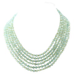 Intini Jewels Aquamarine Peridot 925 Silver Deco Multistrand Cocktail Necklace