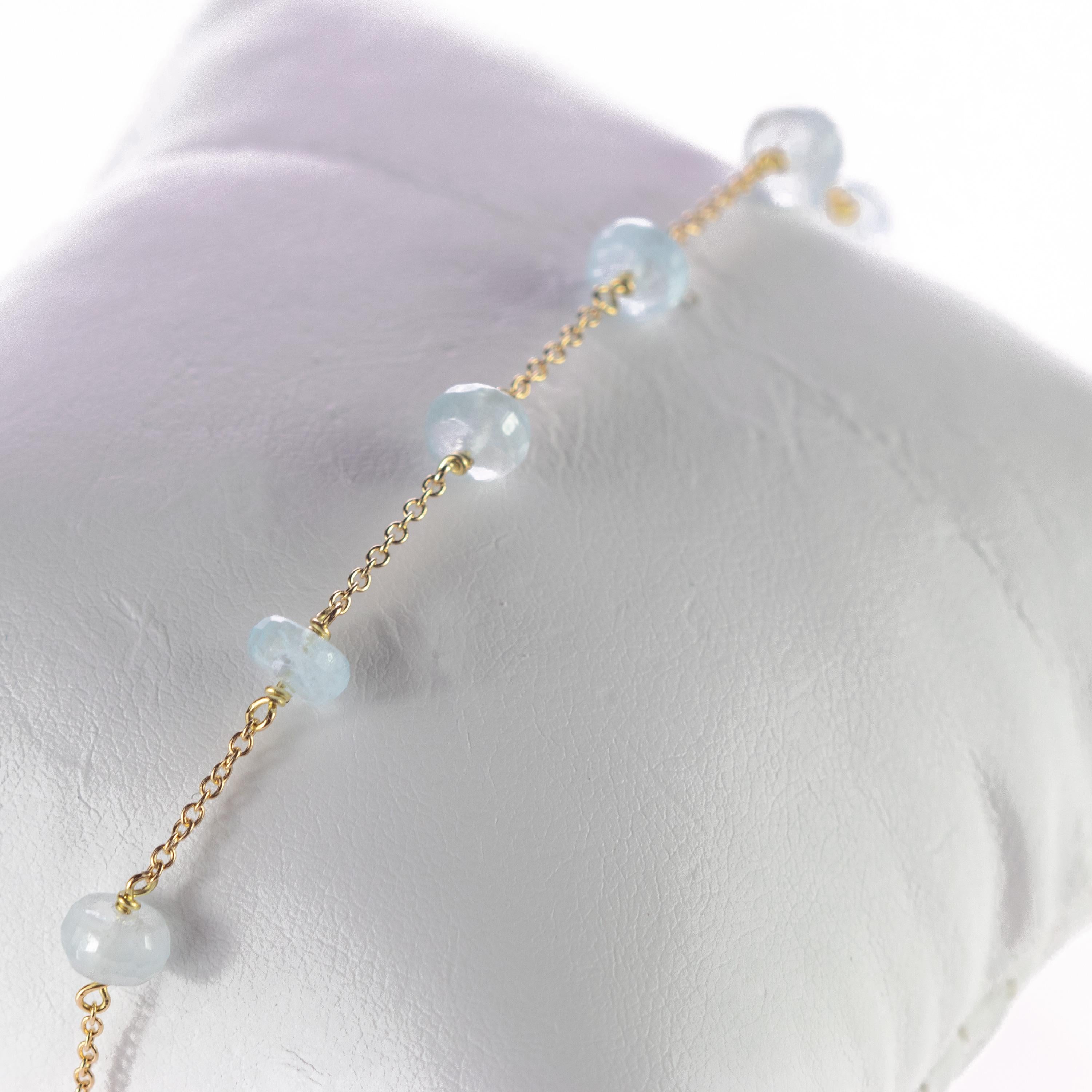 Art Nouveau Intini Jewels Aquamarine Rondelle 18 Karat Gold Earrings Necklace Bracelet Set For Sale