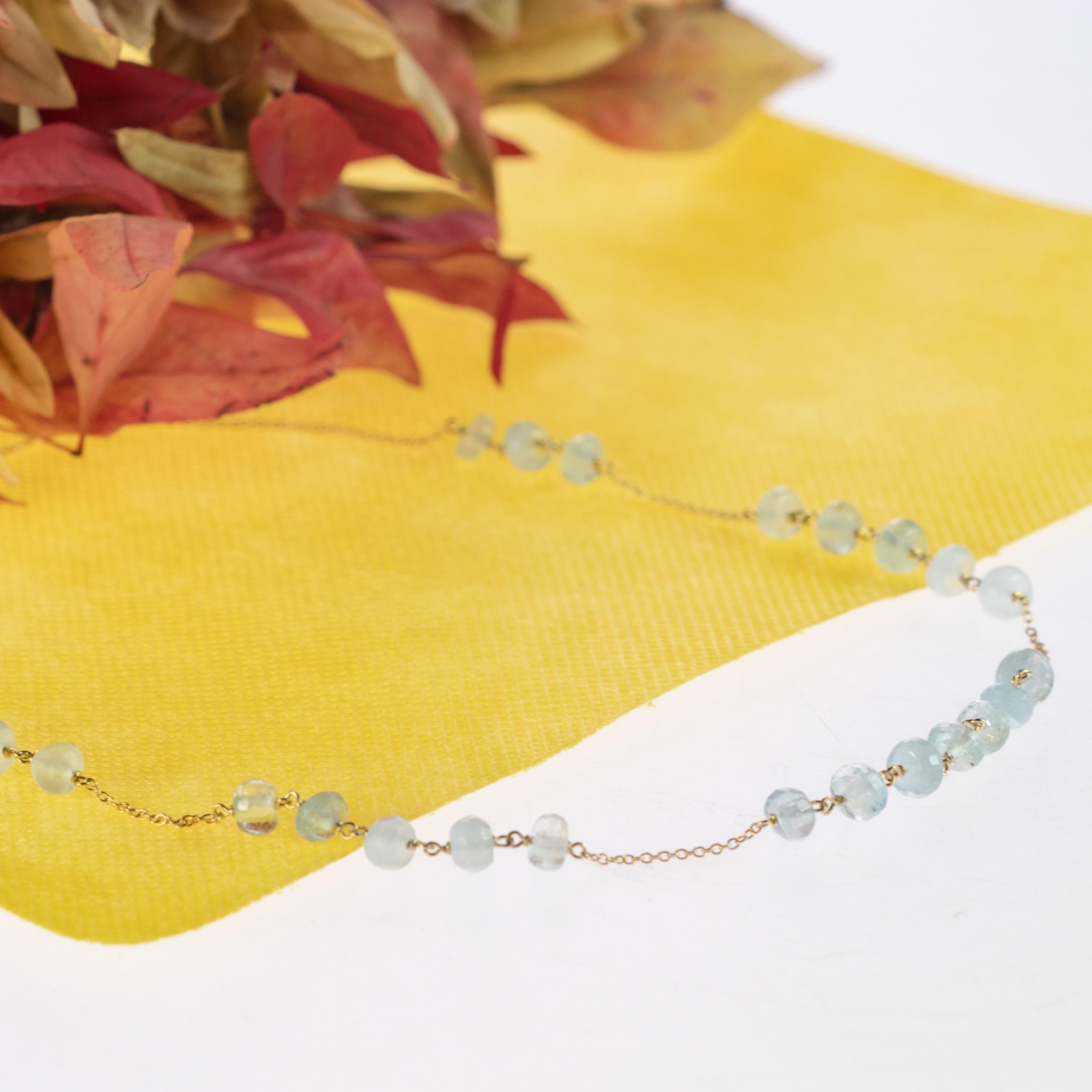 Intini Jewels - Set di orecchini, collana e bracciale in oro 18 carati con acquamarina a forma di rondelle In condizioni Nuovo in vendita a Milano, IT