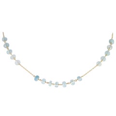 Intini Jewels Aquamarine Rondelle 18 Karat Yellow Gold Chain Handmade Necklace