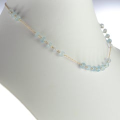 Intini Jewels Aquamarine Rondelle 9 Karat Yellow Gold Chain Handmade Necklace