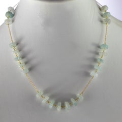 Intini Jewels Aquamarine Rondelle Beads 18 Karat Gold Necklace Bracelet Set