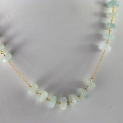 Intini Jewels Aquamarine Rondelles 18 Karat Yellow Gold Chain Handmade Necklace