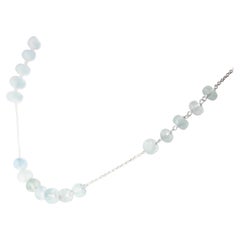 Intini Jewels Collana da cocktail con sfere di acquamarina in argento con catena minimalista