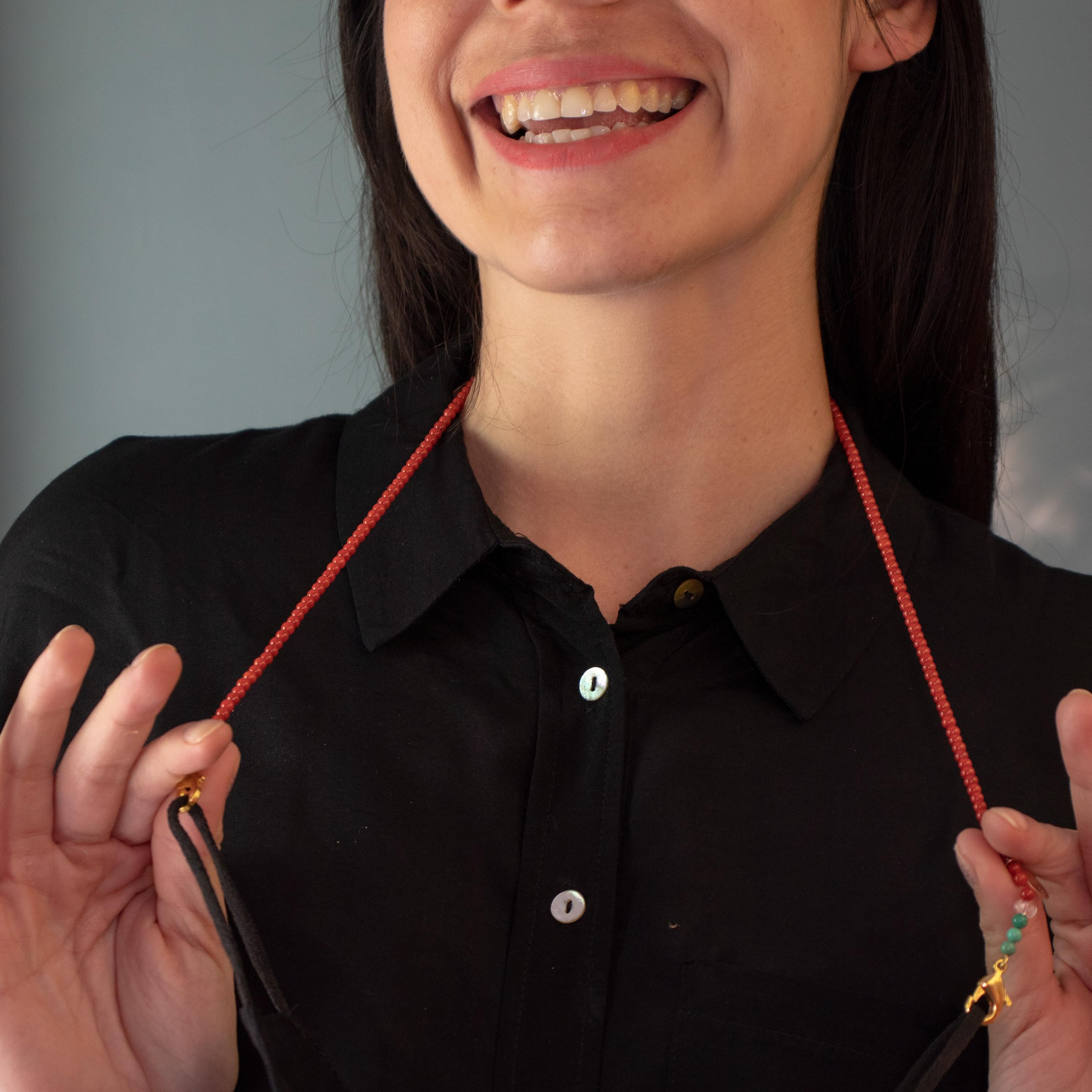 Intini Jewels Collana con cordino in perline di bambù per maschere facciali fatte a mano in vendita 5