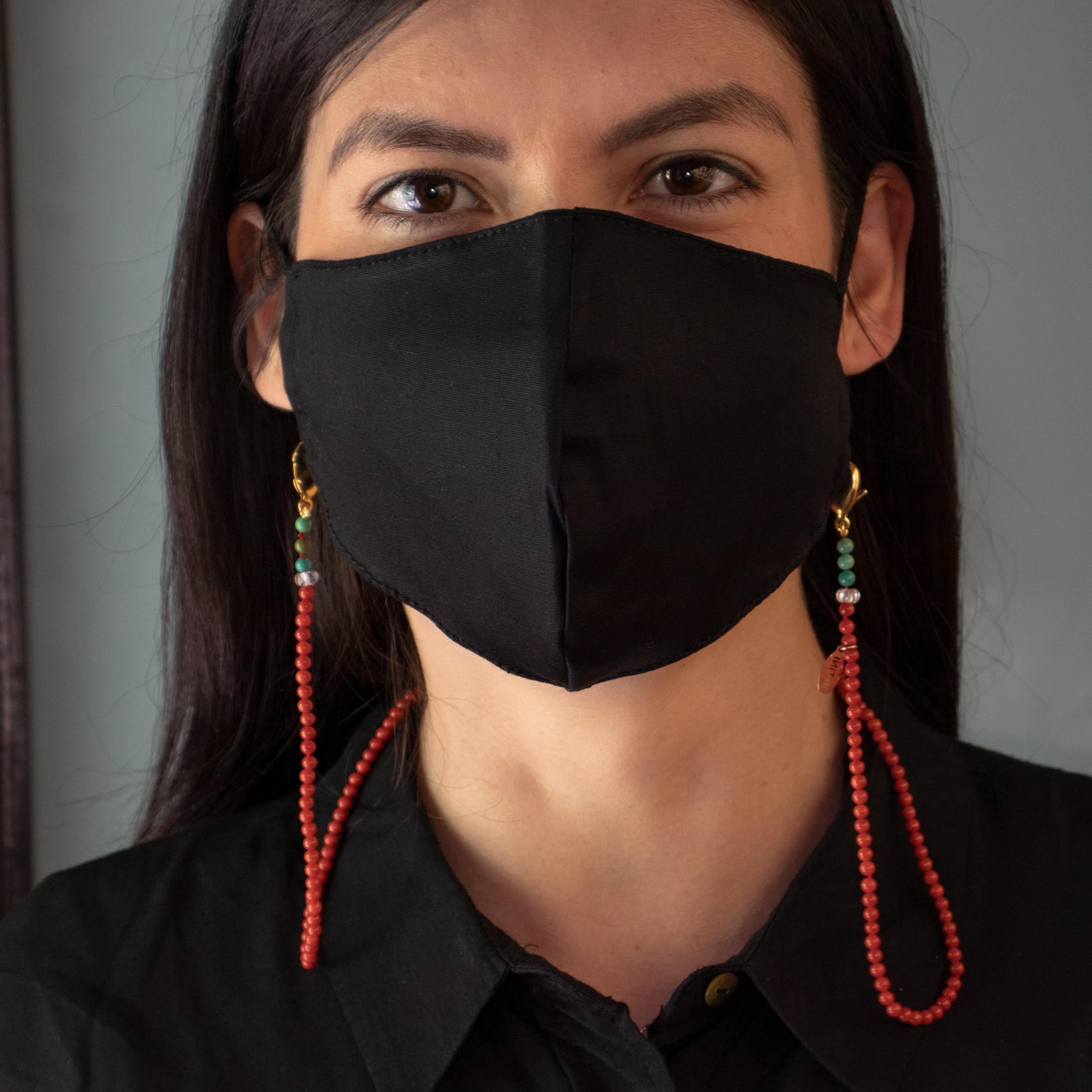 Art Nouveau Intini Jewels Collana con cordino in perline di bambù per maschere facciali fatte a mano in vendita