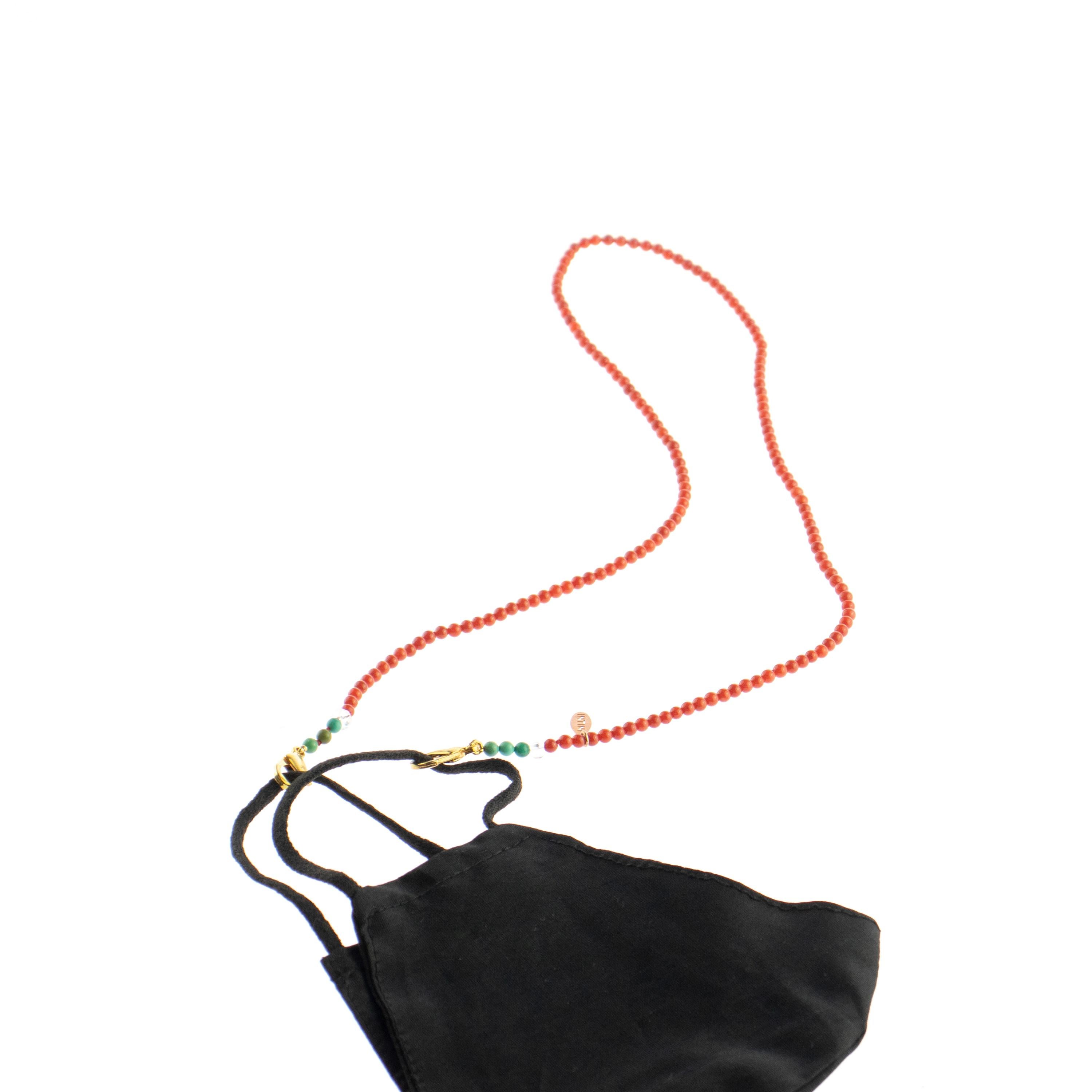 Intini Jewels Collana con cordino in perline di bambù per maschere facciali fatte a mano in vendita 1