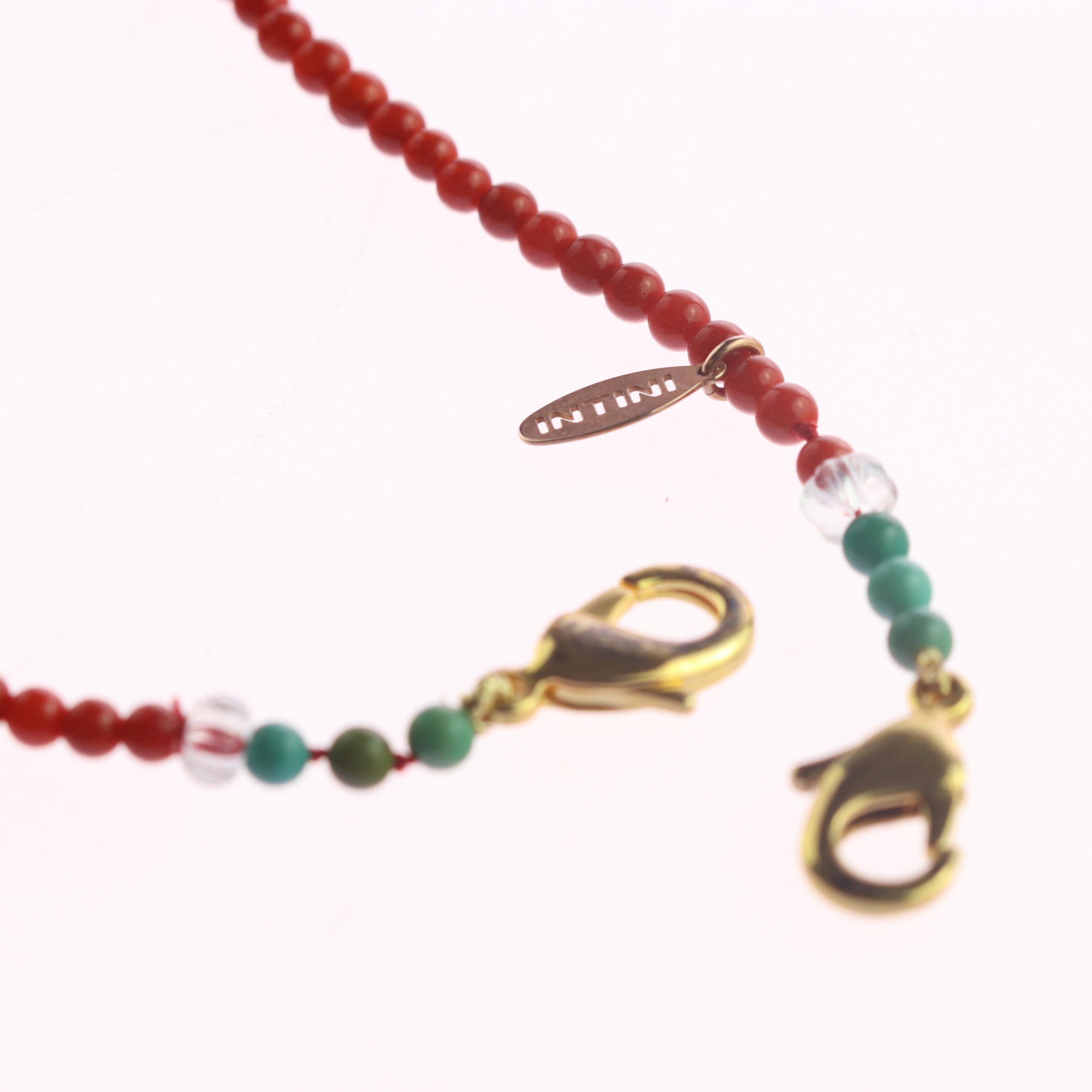 Intini Jewels Collana con cordino in perline di bambù per maschere facciali fatte a mano in vendita 3